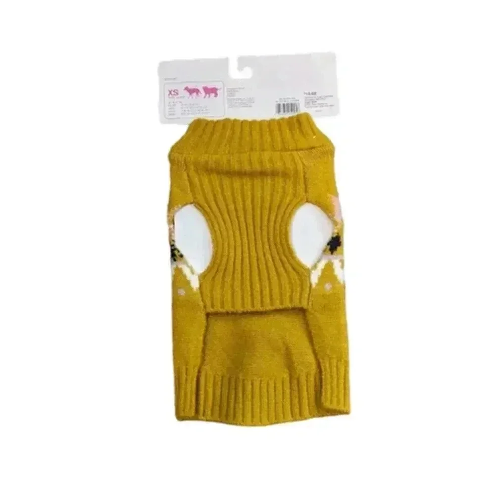 Boots & Barkley Mustard Yellow Fair Isle Patterned Turtleneck Sweater NEW Sz XS